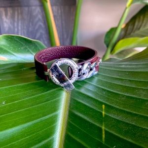 Dolce and Gabanna brown leather and silver bracelet